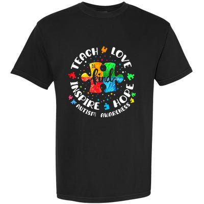 Autism Awareness Teach Hope Love Inspire Teacher Garment-Dyed Heavyweight T-Shirt