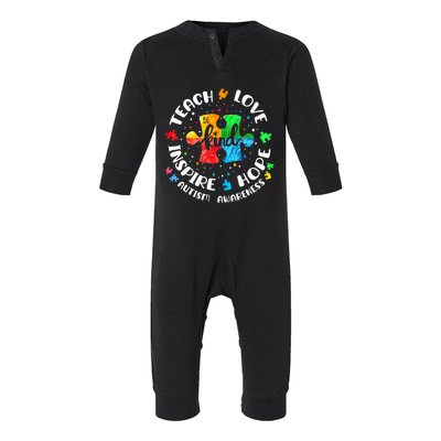 Autism Awareness Teach Hope Love Inspire Teacher Infant Fleece One Piece