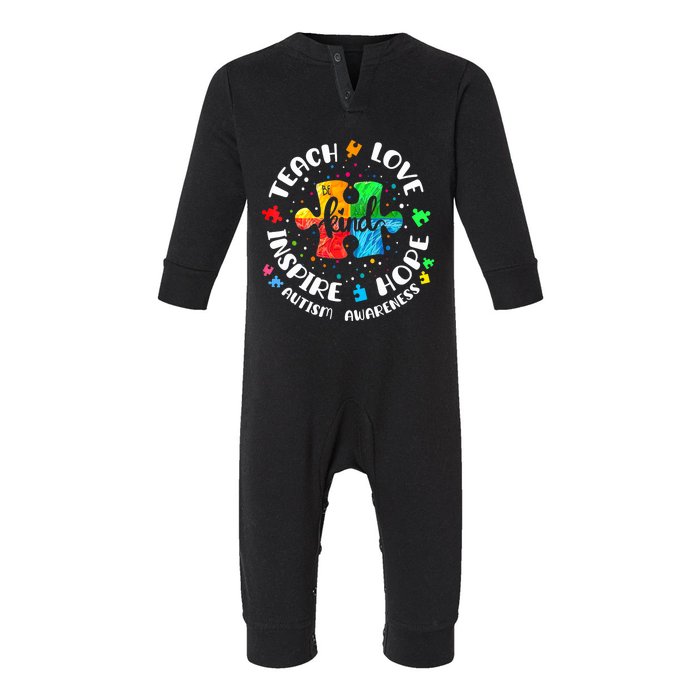 Autism Awareness Teach Hope Love Inspire Teacher Infant Fleece One Piece