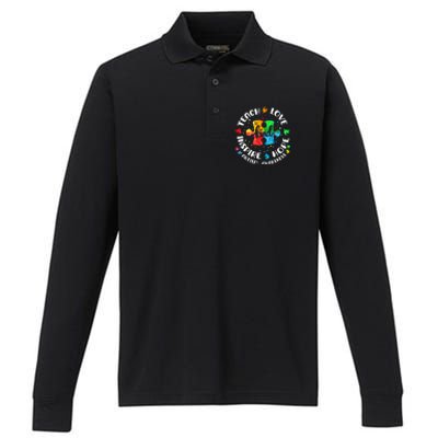 Autism Awareness Teach Hope Love Inspire Teacher Performance Long Sleeve Polo