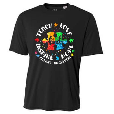 Autism Awareness Teach Hope Love Inspire Teacher Cooling Performance Crew T-Shirt