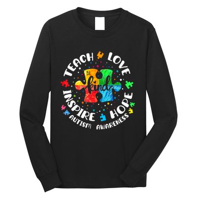 Autism Awareness Teach Hope Love Inspire Teacher Long Sleeve Shirt