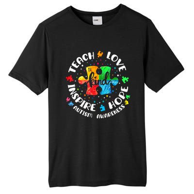 Autism Awareness Teach Hope Love Inspire Teacher Tall Fusion ChromaSoft Performance T-Shirt