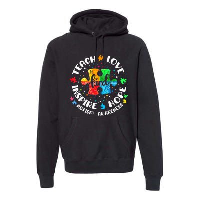 Autism Awareness Teach Hope Love Inspire Teacher Premium Hoodie