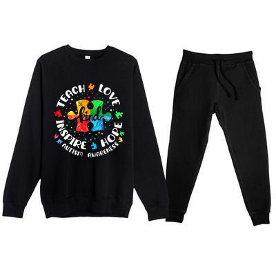 Autism Awareness Teach Hope Love Inspire Teacher Premium Crewneck Sweatsuit Set