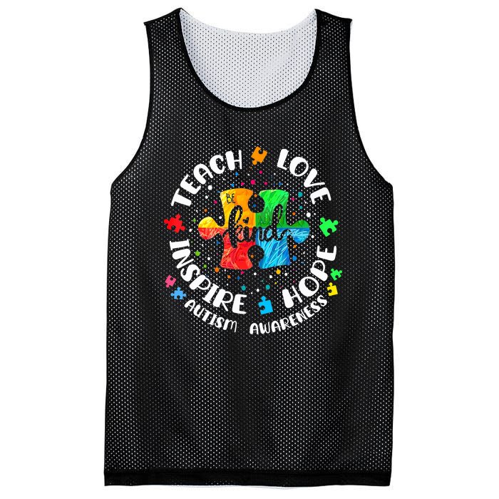 Autism Awareness Teach Hope Love Inspire Teacher Mesh Reversible Basketball Jersey Tank