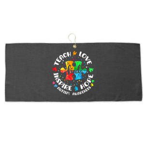 Autism Awareness Teach Hope Love Inspire Teacher Large Microfiber Waffle Golf Towel