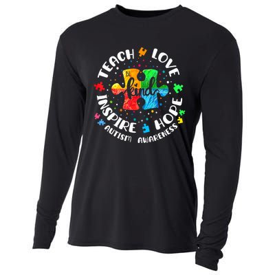 Autism Awareness Teach Hope Love Inspire Teacher Cooling Performance Long Sleeve Crew