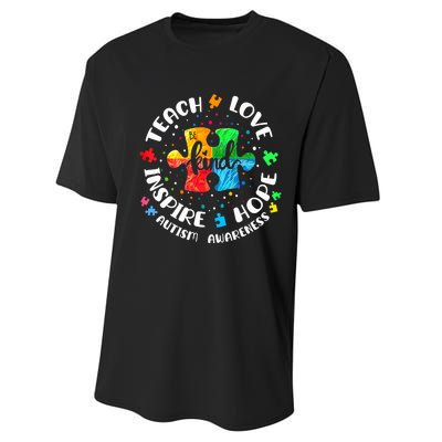 Autism Awareness Teach Hope Love Inspire Teacher Performance Sprint T-Shirt