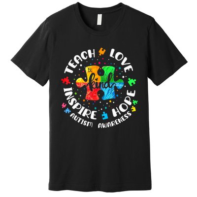 Autism Awareness Teach Hope Love Inspire Teacher Premium T-Shirt