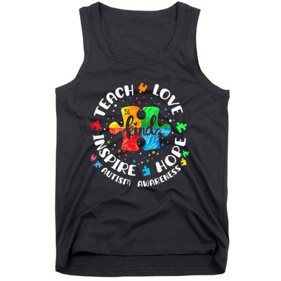 Autism Awareness Teach Hope Love Inspire Teacher Tank Top