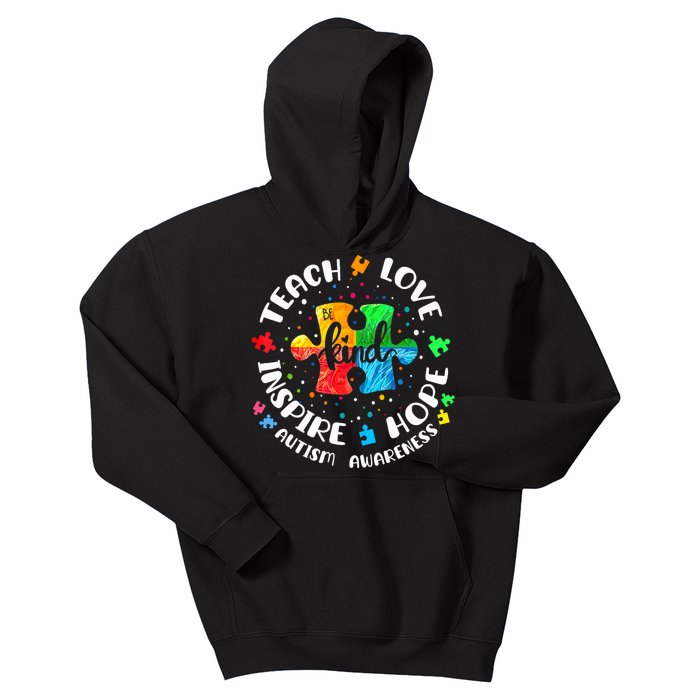 Autism Awareness Teach Hope Love Inspire Teacher Kids Hoodie