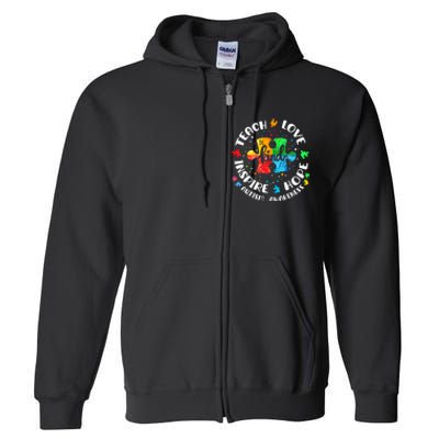 Autism Awareness Teach Hope Love Inspire Teacher Full Zip Hoodie