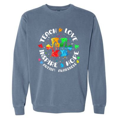 Autism Awareness Teach Hope Love Inspire Teacher Garment-Dyed Sweatshirt