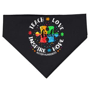 Autism Awareness Teacher Shirt Teach Hope Love Inspire USA-Made Doggie Bandana