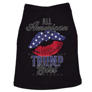 All American Trump Girl USA Flag Lips GOP Vote 2024 Doggie Tank