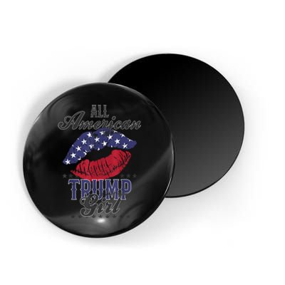 All American Trump Girl USA Flag Lips GOP Vote 2024 Magnet