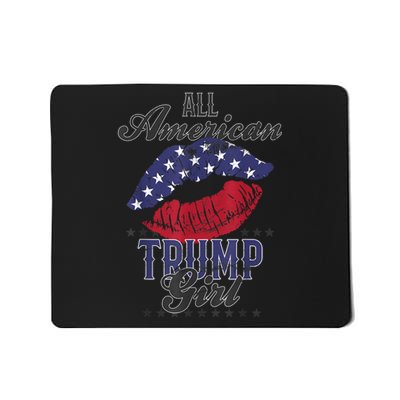 All American Trump Girl USA Flag Lips GOP Vote 2024 Mousepad