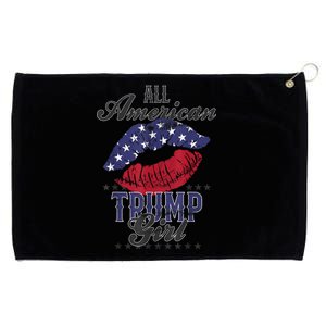 All American Trump Girl USA Flag Lips GOP Vote 2024 Grommeted Golf Towel