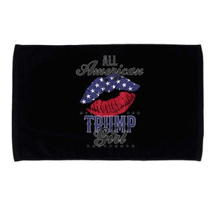 All American Trump Girl USA Flag Lips GOP Vote 2024 Microfiber Hand Towel