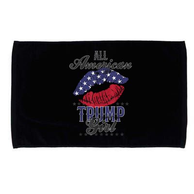 All American Trump Girl USA Flag Lips GOP Vote 2024 Microfiber Hand Towel