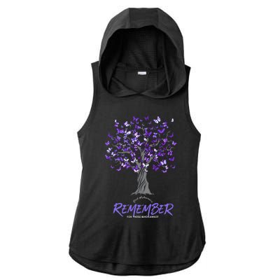 Alzheimer Awareness Tee For Women Purple Butterfly Ladies PosiCharge Tri-Blend Wicking Draft Hoodie Tank