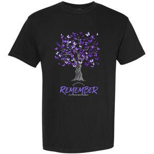 Alzheimer Awareness Tee For Women Purple Butterfly Garment-Dyed Heavyweight T-Shirt