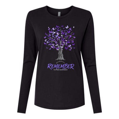 Alzheimer Awareness Tee For Women Purple Butterfly Womens Cotton Relaxed Long Sleeve T-Shirt