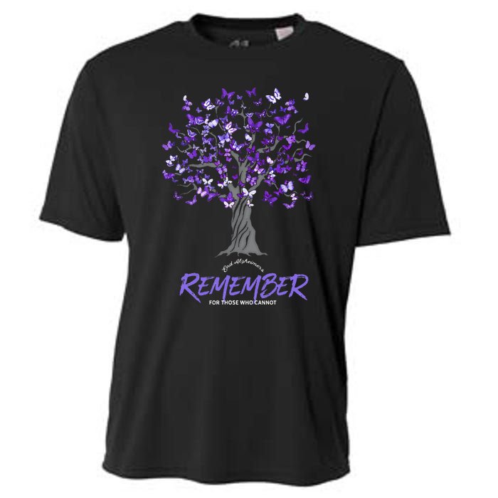 Alzheimer Awareness Tee For Women Purple Butterfly Cooling Performance Crew T-Shirt