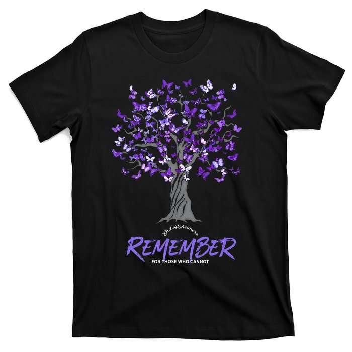 Alzheimer Awareness Tee For Women Purple Butterfly T-Shirt