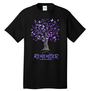 Alzheimer Awareness Tee For Women Purple Butterfly Tall T-Shirt