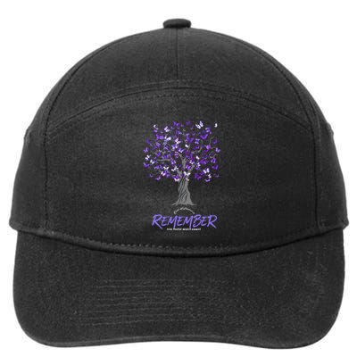 Alzheimer Awareness Tee For Women Purple Butterfly 7-Panel Snapback Hat