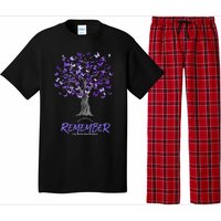 Alzheimer Awareness Tee For Women Purple Butterfly Pajama Set