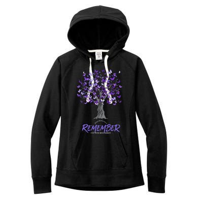 Alzheimer Awareness Tee For Women Purple Butterfly Women's Fleece Hoodie