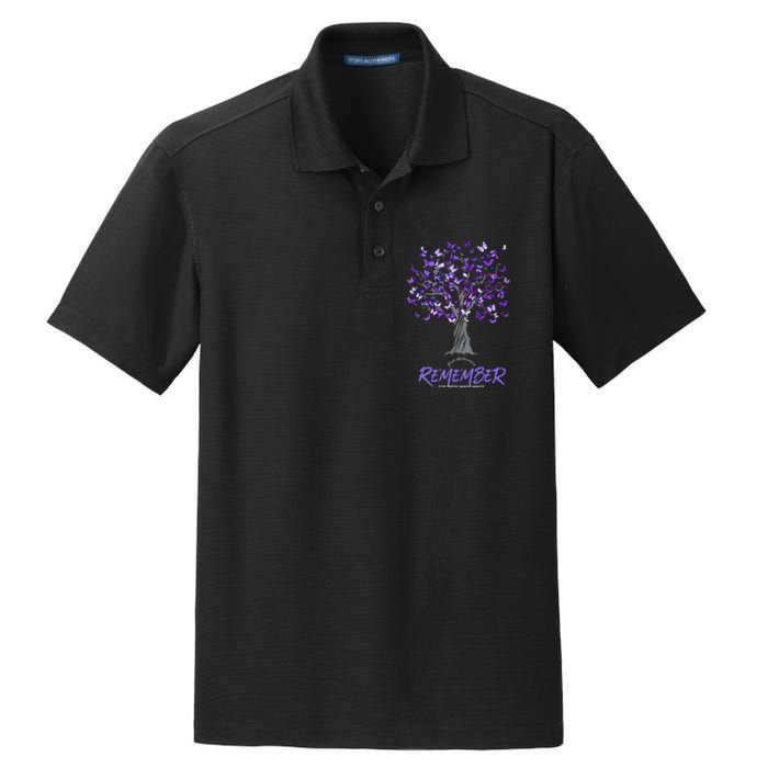 Alzheimer Awareness Tee For Women Purple Butterfly Dry Zone Grid Polo