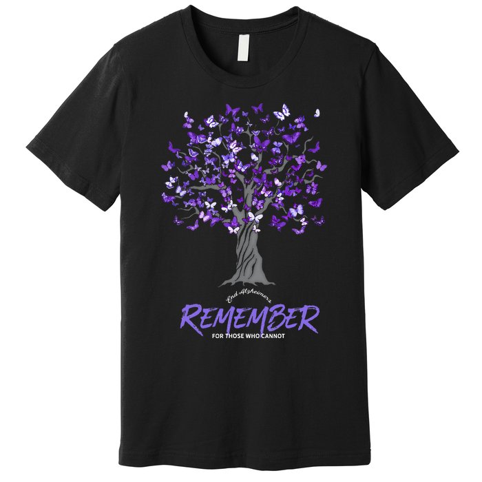 Alzheimer Awareness Tee For Women Purple Butterfly Premium T-Shirt