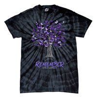 Alzheimer Awareness Tee For Women Purple Butterfly Tie-Dye T-Shirt