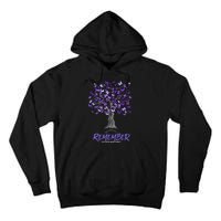 Alzheimer Awareness Tee For Women Purple Butterfly Tall Hoodie