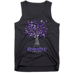 Alzheimer Awareness Tee For Women Purple Butterfly Tank Top