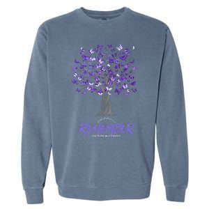 Alzheimer Awareness Tee For Women Purple Butterfly Garment-Dyed Sweatshirt