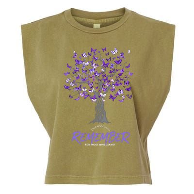 Alzheimer Awareness Tee For Women Purple Butterfly Garment-Dyed Women's Muscle Tee