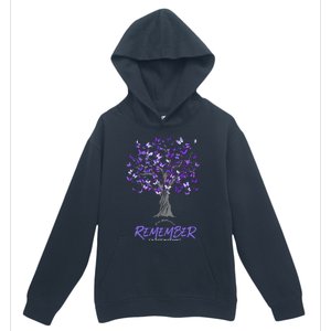 Alzheimer Awareness Tee For Women Purple Butterfly Urban Pullover Hoodie