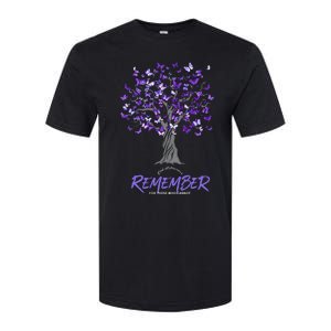 Alzheimer Awareness Tee For Women Purple Butterfly Softstyle CVC T-Shirt