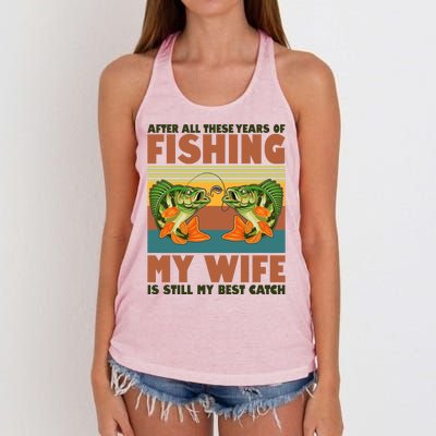 After All These Years Of Fishing My Wife Is Still My Best Catch Matching Couple Women's Knotted Racerback Tank