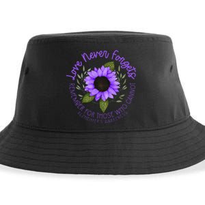 Alzheimer Awareness Tee For Women Purple Sunflower Sustainable Bucket Hat