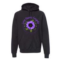 Alzheimer Awareness Tee For Women Purple Sunflower Premium Hoodie