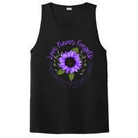 Alzheimer Awareness Tee For Women Purple Sunflower PosiCharge Competitor Tank