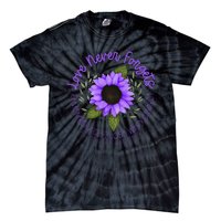 Alzheimer Awareness Tee For Women Purple Sunflower Tie-Dye T-Shirt