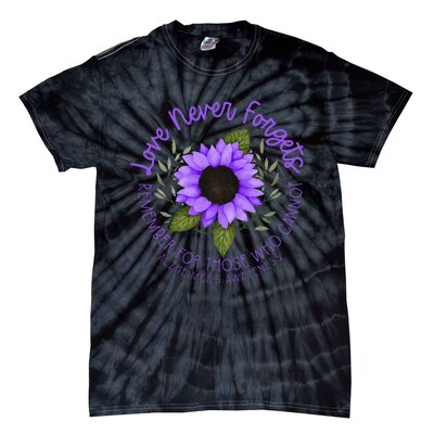 Alzheimer Awareness Tee For Women Purple Sunflower Tie-Dye T-Shirt