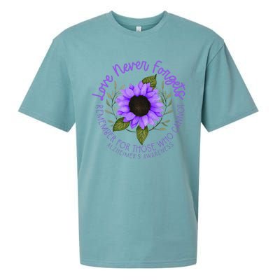 Alzheimer Awareness Tee For Women Purple Sunflower Sueded Cloud Jersey T-Shirt